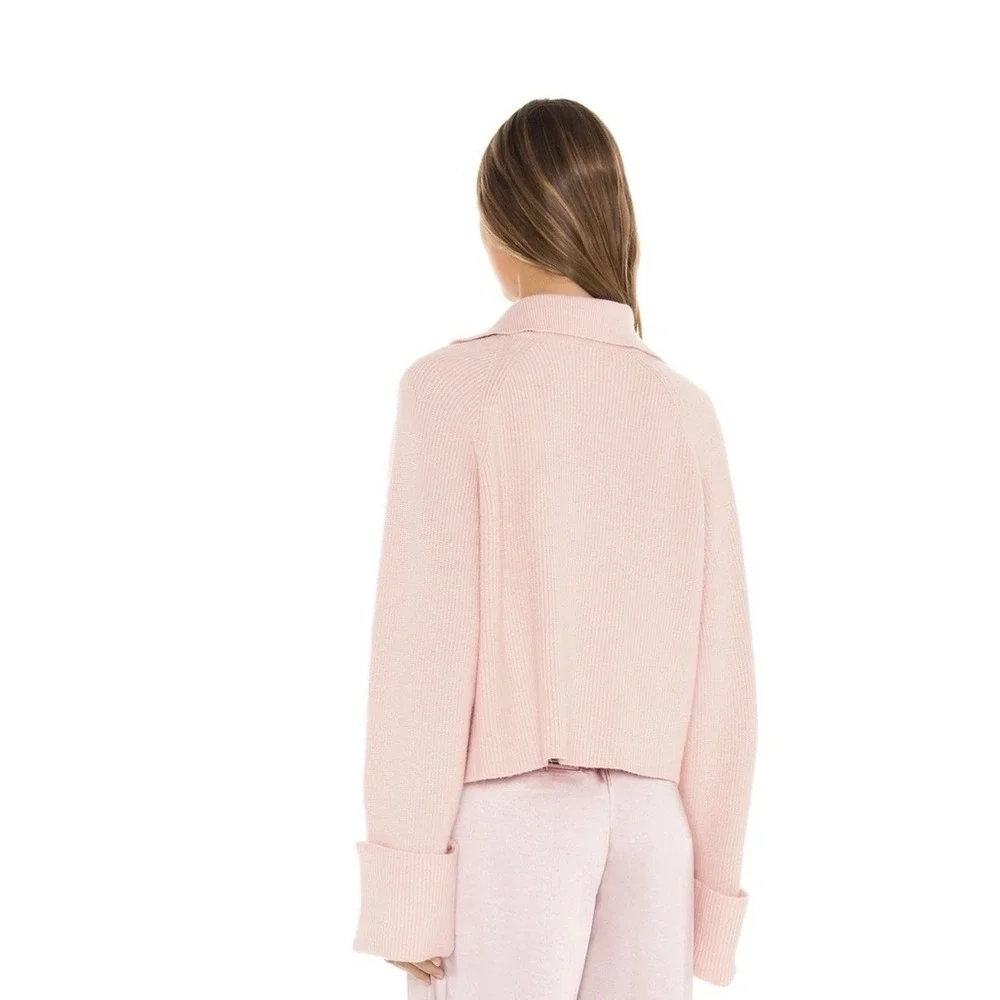L'Academie Jersey Harvey Blush Pink Ribbed Knit Sweater XS Revolve Top - Picture 2 of 9